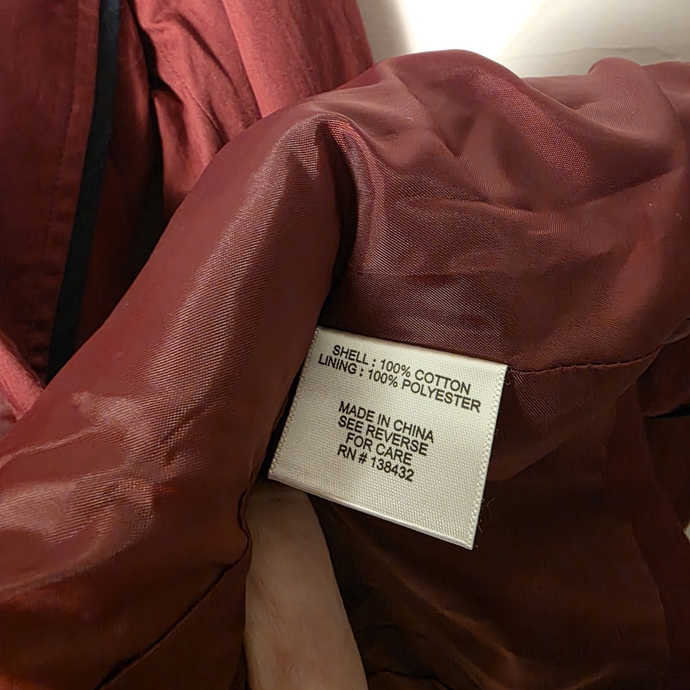 ModCloth Burgundy Trench Coat Belted Jacket Navy Piping Vintage Inspired - Picture 7 of 8